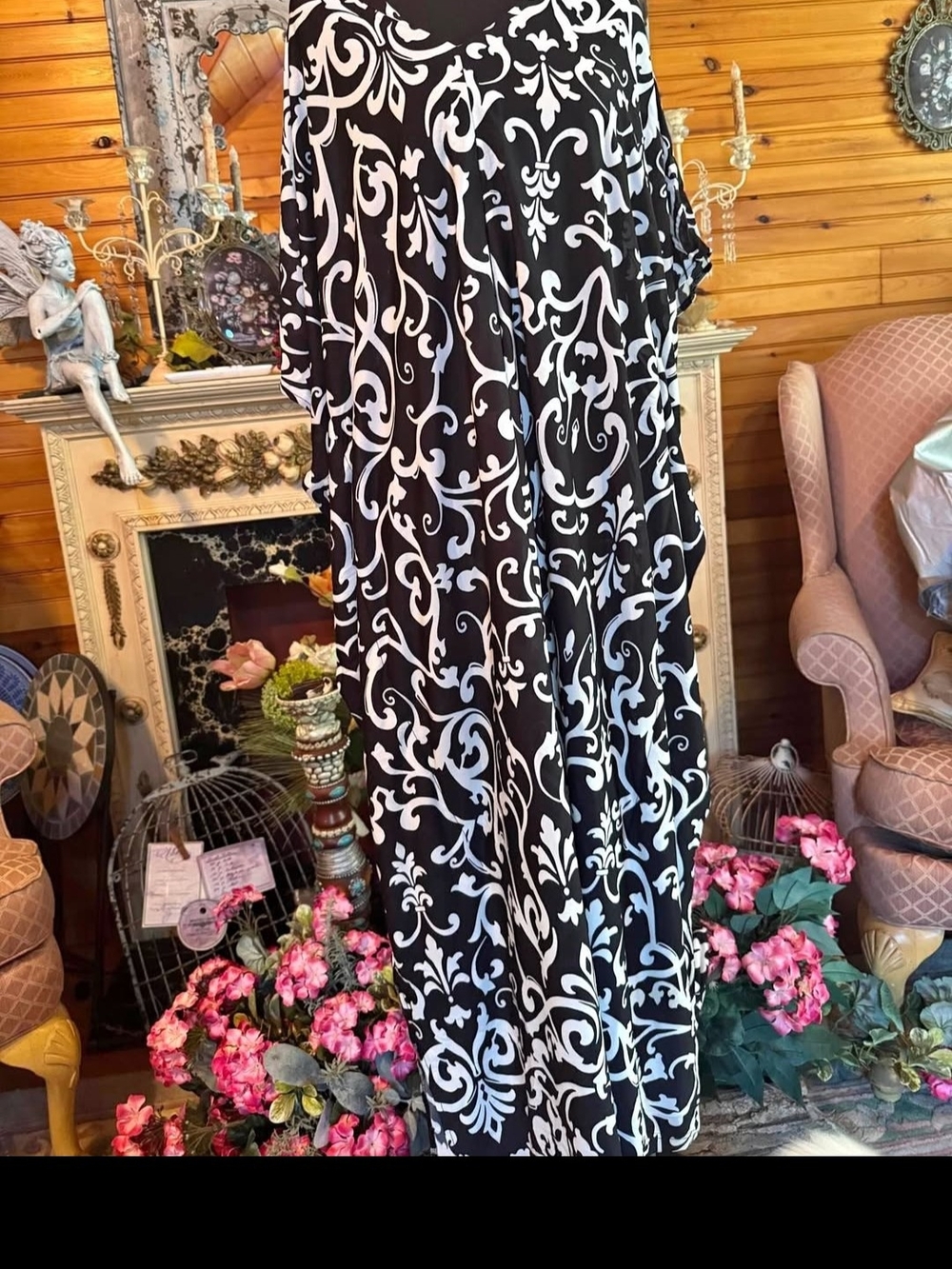 Joan Rivers Black and White Scroll-Print Wide-Leg Jumpsuit